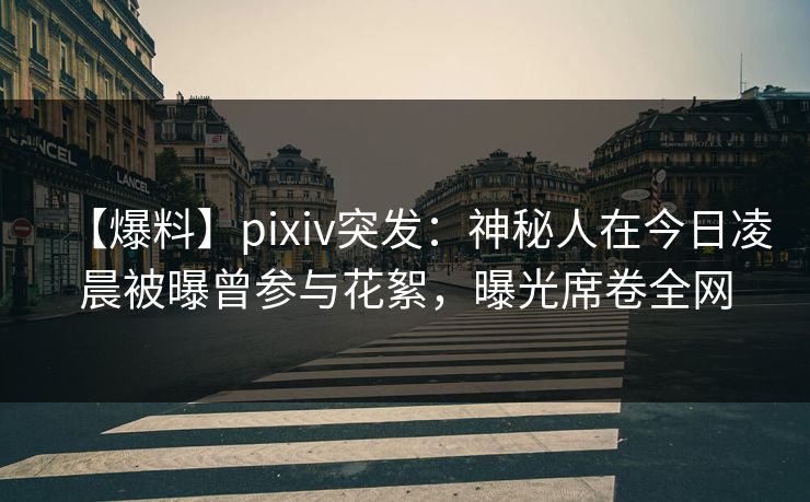 【爆料】pixiv突发：神秘人在今日凌晨被曝曾参与花絮，曝光席卷全网
